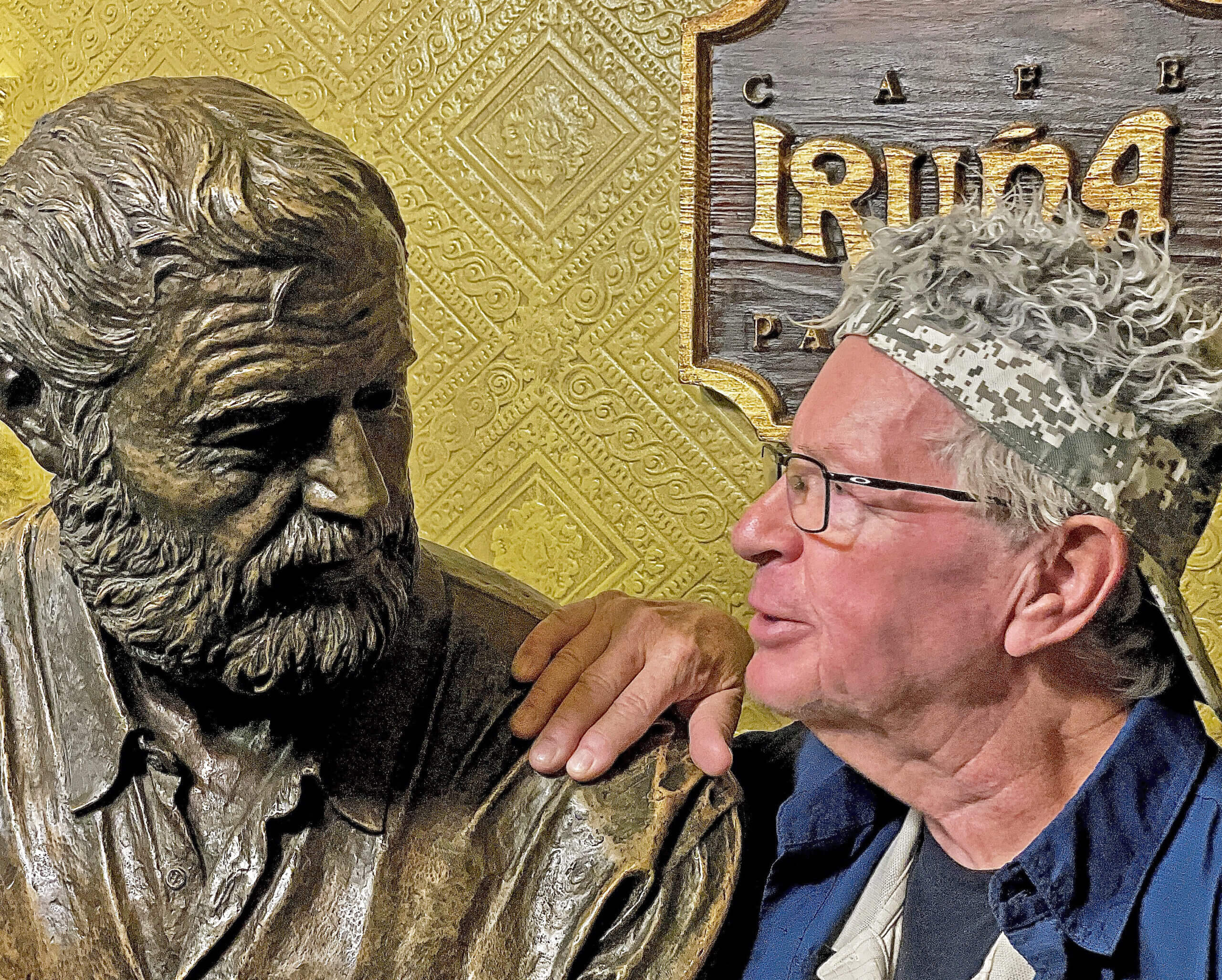 storytelling photographer having conversation with Hemingway in Cafe Iruna
