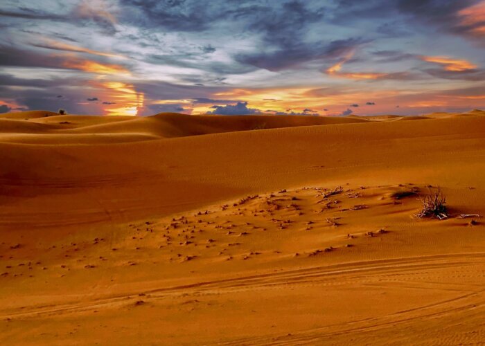 sunset storm on the desert